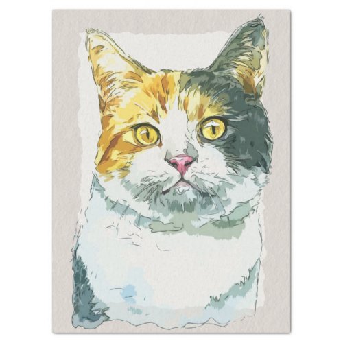 Dilute Calico Cat Watercolor Sketch Tissue Paper