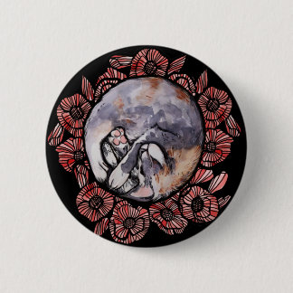 Dilute Calico Kitty Cat Red Poppy Flower Cats      Button