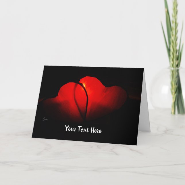 Dim flickered candles red hearts valentine custom thank you card (Front)