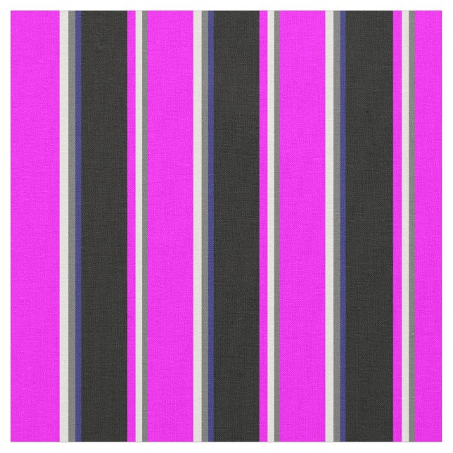 Dim Gray, Beige, Fuchsia, Black & Midnight Blue Fabric (Close Up)