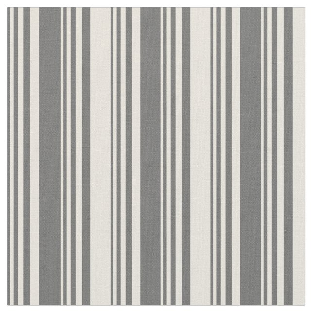 Dim Gray & Beige Stripes Pattern Fabric (Close Up)