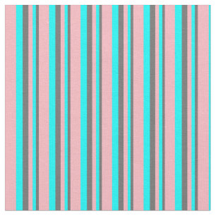 Dim Gray, Cyan, and Light Pink Stripes Pattern Fabric
