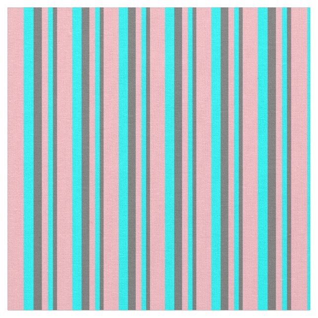 Dim Gray, Cyan, and Light Pink Stripes Pattern Fabric (Close Up)