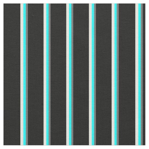 Dim Gray, Cyan, Beige & Black Colored Stripes Fabric