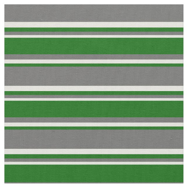 Dim Gray, Dark Green, and Beige Stripes Fabric (Close Up)