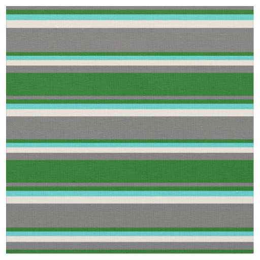 Dim Gray, Dark Green, Turquoise, and Bisque Lines Fabric