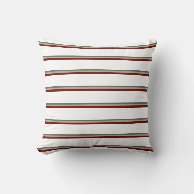 Dim Gray, Dark Sea Green, Dark Red, and White Throw Pillow (Front)