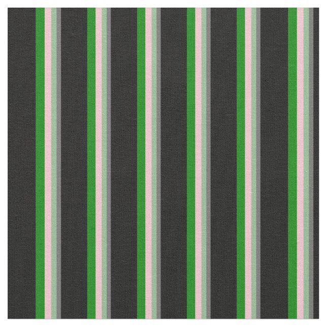 Dim Gray, Dark Sea Green, Pink, Green & Black Fabric (Close Up)