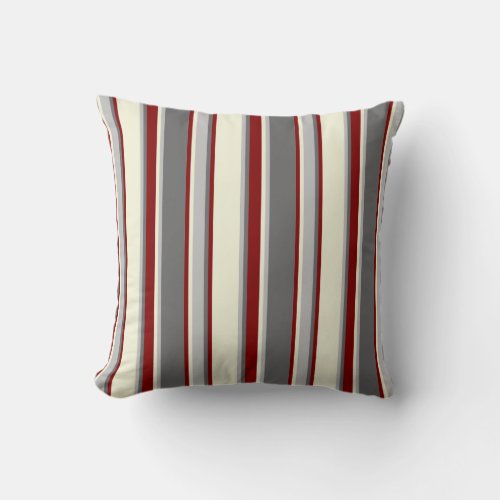 Dim Gray Grey Beige and Maroon Colored Lines Throw Pillow