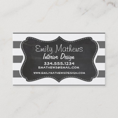 Dim Gray Horizontal Stripes; Vintage Chalkboard Business Card Template