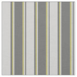 [ Thumbnail: Dim Gray, Light Gray, and Dark Khaki Stripes Fabric ]