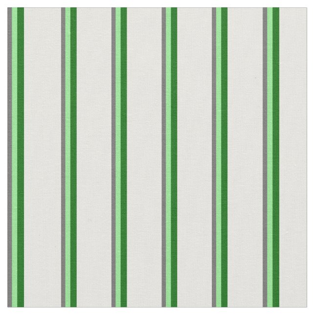 Dim Gray, Light Green, Dark Green & White Stripes Fabric (Close Up)