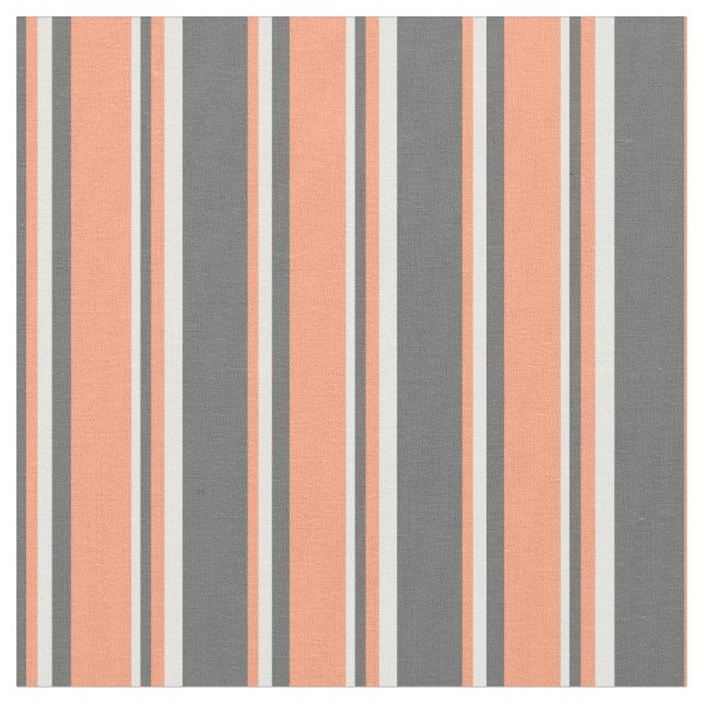 Dim Gray, Light Salmon & Mint Cream Pattern Fabric (Close Up)
