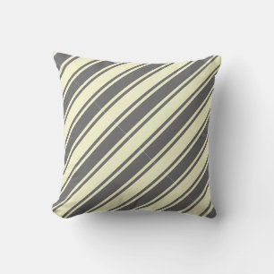 Dim Gray & Light Yellow Colored Stripes Pillow