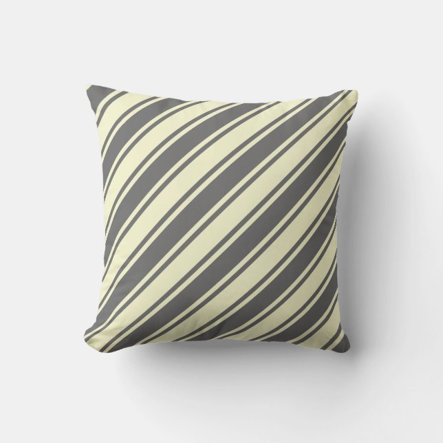 Dim Gray & Light Yellow Colored Stripes Pillow (Front)