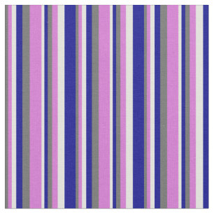 Dim Gray, Orchid, Light Cyan & Dark Blue Lines Fabric