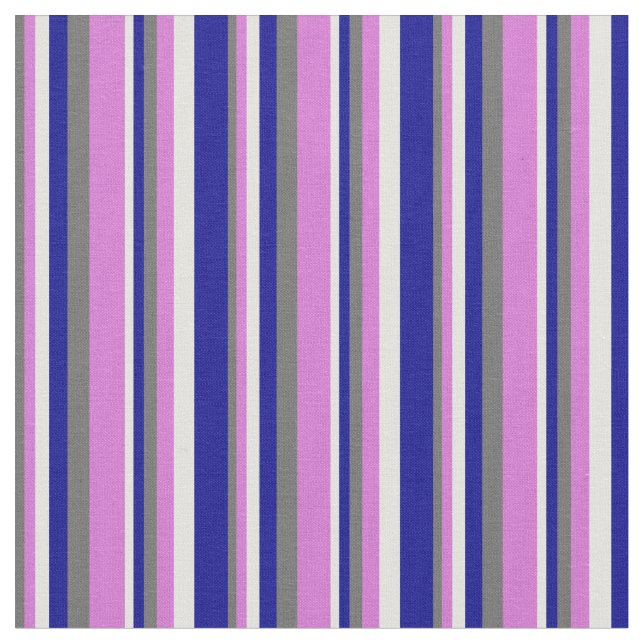 Dim Gray, Orchid, Light Cyan & Dark Blue Lines Fabric (Close Up)