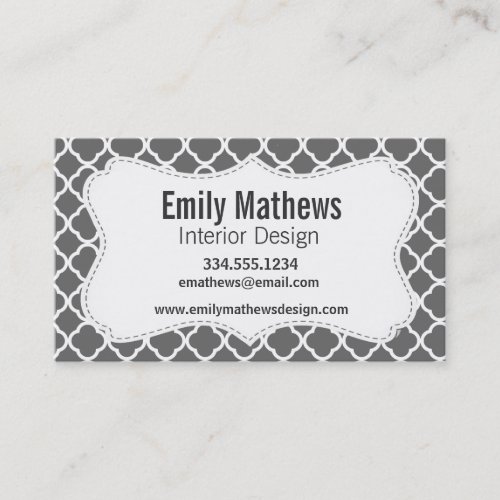 Dim Gray Quatrefoil Business Card Template