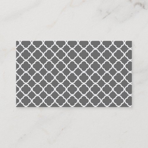 Dim Gray Quatrefoil; Chalkboard look Business Card Zazzle