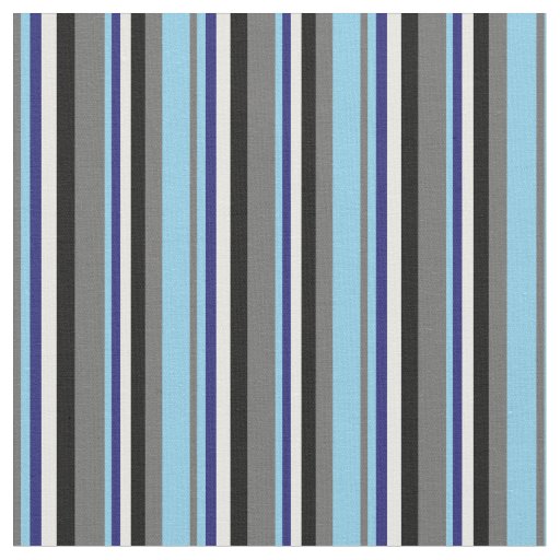 Dim Gray, Sky Blue, Midnight Blue, White & Black Fabric