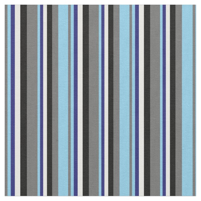 Dim Gray, Sky Blue, Midnight Blue, White & Black Fabric (Close Up)