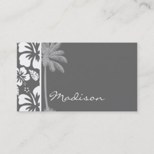 Dim Gray Tropical Hibiscus; Palm Tree Business Card