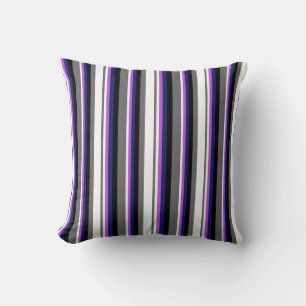 Dim Gray, White, Orchid, Midnight Blue, and Black Throw Pillow