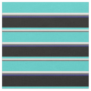 Dim Gray, Yellow, Turquoise, Black & Midnight Blue Fabric