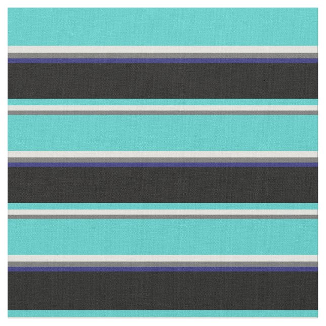 Dim Gray, Yellow, Turquoise, Black & Midnight Blue Fabric (Close Up)