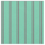 [ Thumbnail: Dim Grey & Aquamarine Colored Stripes Pattern Fabric ]