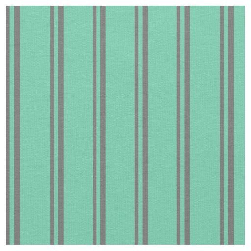 Dim Grey & Aquamarine Colored Stripes Pattern Fabric