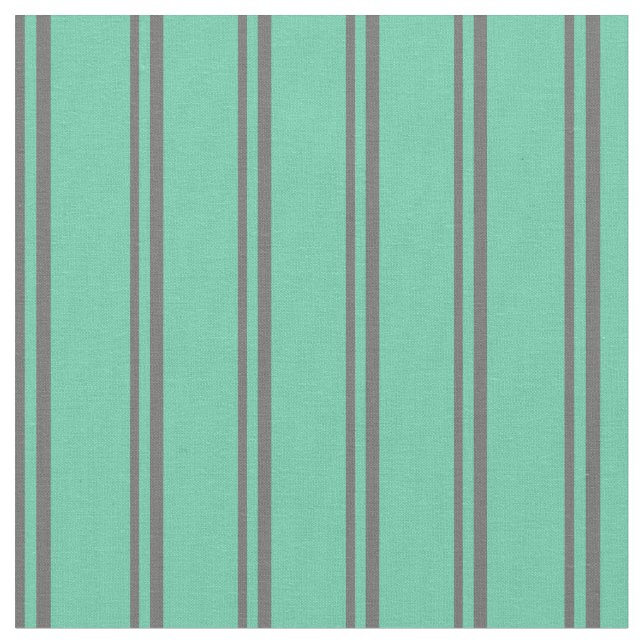 Dim Grey & Aquamarine Colored Stripes Pattern Fabric (Close Up)