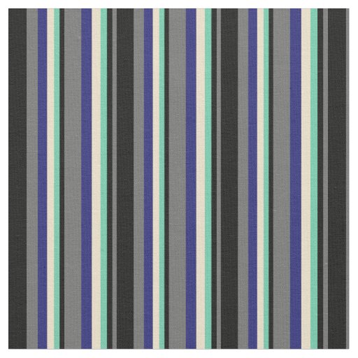 Dim Grey, Black, Aquamarine, Tan & Midnight Blue Fabric