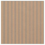 [ Thumbnail: Dim Grey & Brown Colored Lined/Striped Pattern Fabric ]