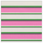 [ Thumbnail: Dim Grey, Green, Beige, Hot Pink, and Black Lines Fabric ]