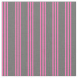 [ Thumbnail: Dim Grey & Hot Pink Lined Pattern Fabric ]