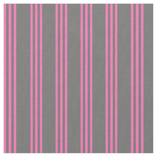 Dim Grey & Hot Pink Lined Pattern Fabric (Close Up)