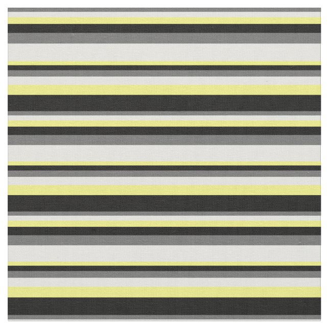 Dim Grey, Light Cyan, Yellow & Black Pattern Fabric (Close Up)