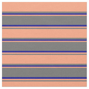 Dim Grey, Light Salmon & Dark Blue Pattern Fabric
