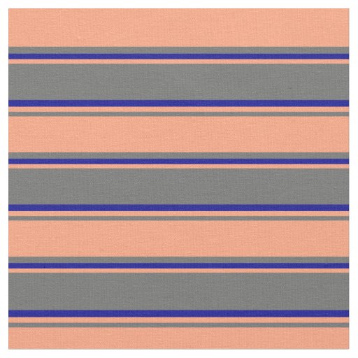 Dim Grey, Light Salmon & Dark Blue Pattern Fabric