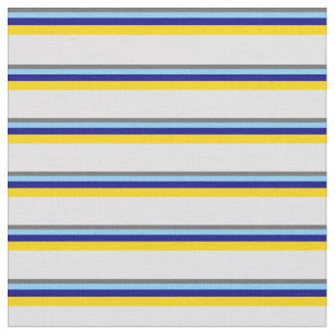 Dim Grey, Light Sky Blue, Blue, Yellow & Lavender Fabric