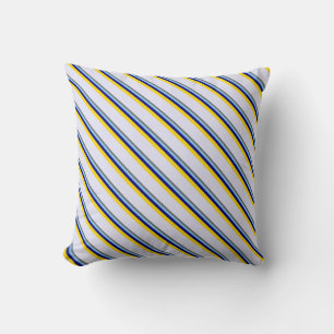 Dim Grey, Light Sky Blue, Blue, Yellow & Lavender Throw Pillow