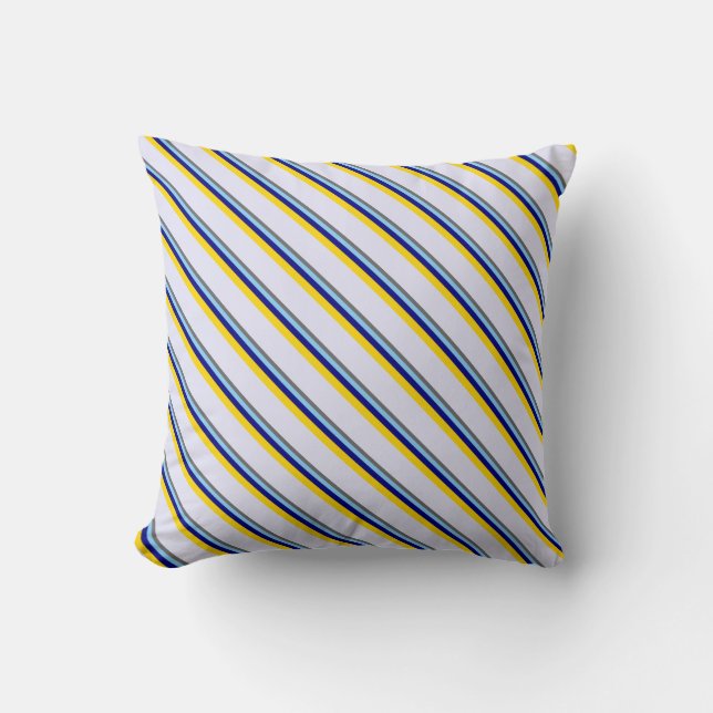 Dim Grey, Light Sky Blue, Blue, Yellow & Lavender Throw Pillow (Front)