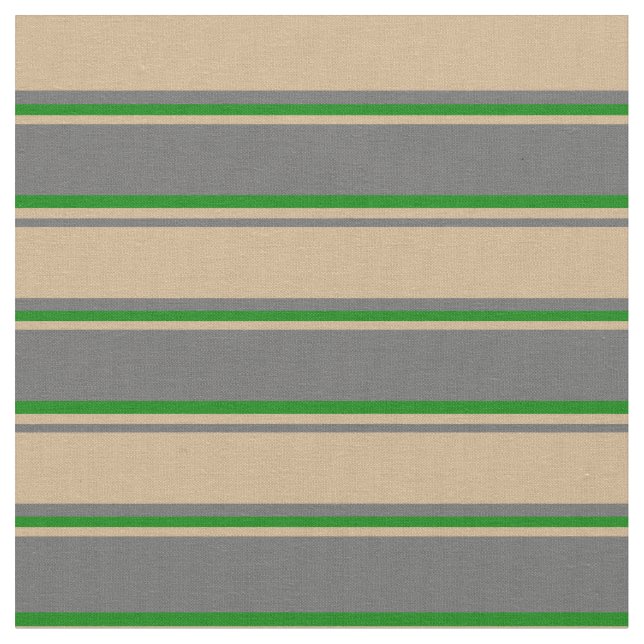 Dim Grey, Tan, and Green Lines Fabric (Close Up)