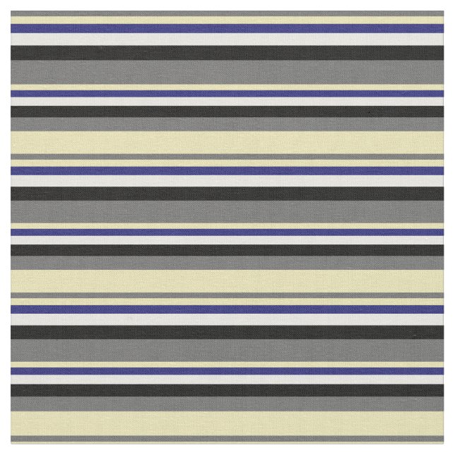 Dim Grey, Tan, Midnight Blue, White, and Black Fabric (Close Up)