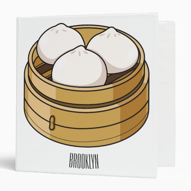 Dim sum cartoon illustration  3 ring binder (Front/Inside)