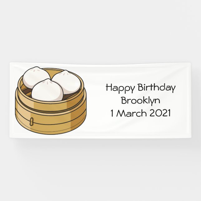 Dim sum cartoon illustration banner (Horizontal)