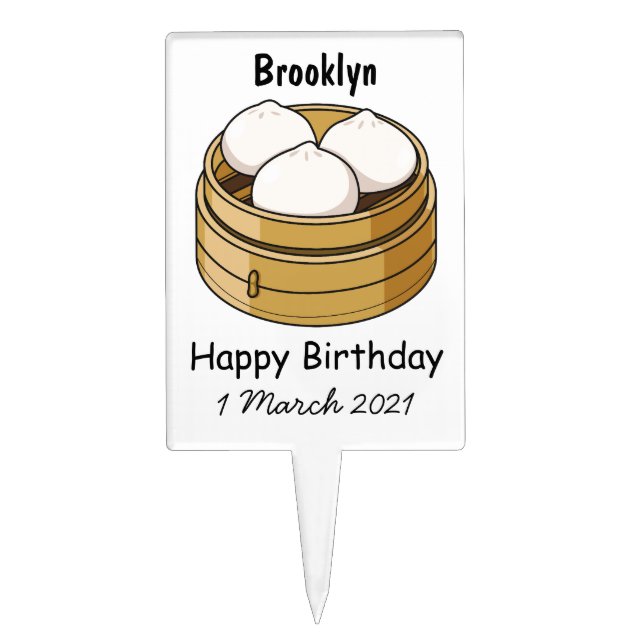 Dim sum cartoon illustration  cake topper (Front)