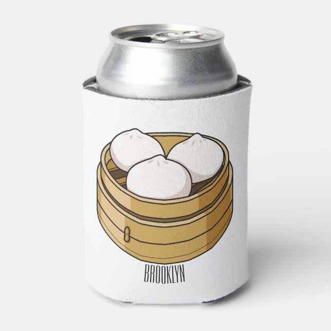 Dim sum cartoon illustration can cooler (Can Front)