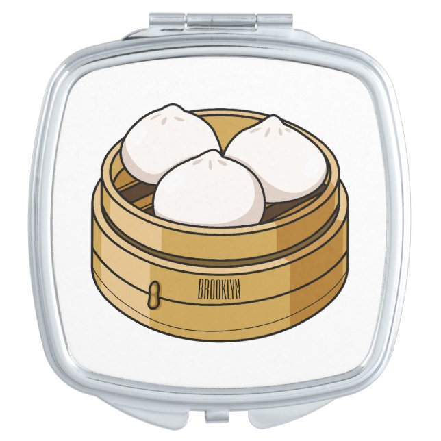 Dim sum cartoon illustration compact mirror (Front)